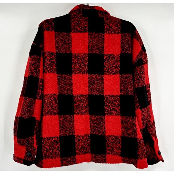 Pomander Place Tuckernuck Austen Shirt Jacket Red Buffalo Check Wool Shacket M - Picture 4 of 7